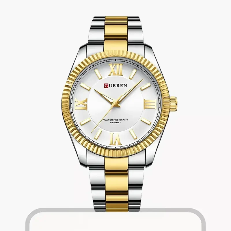 Curren Quartz Silver Dial Two-tone Men’s Watch- 8453